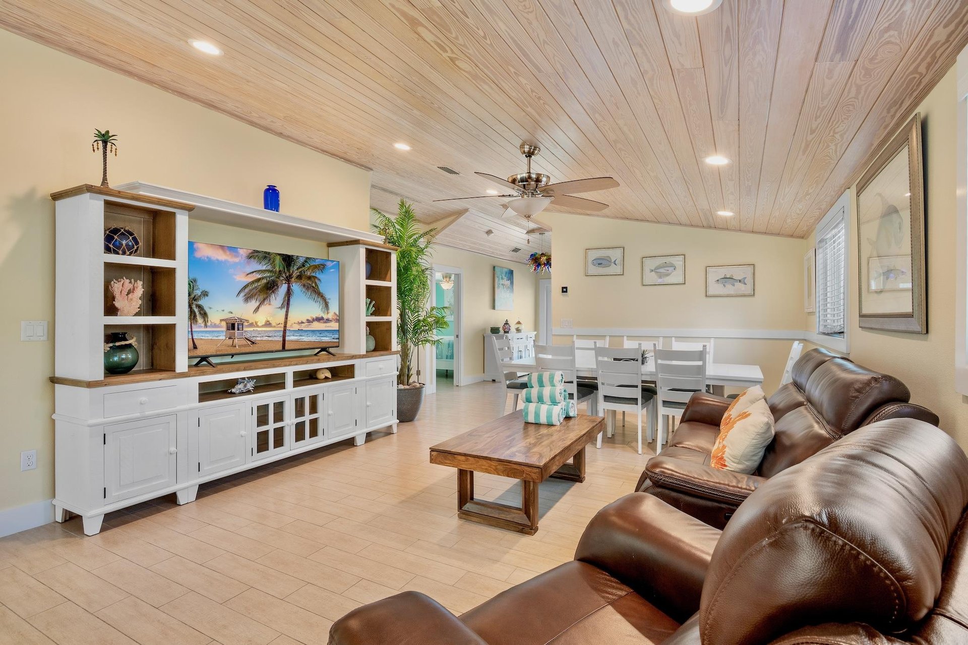 Bright living space with TV