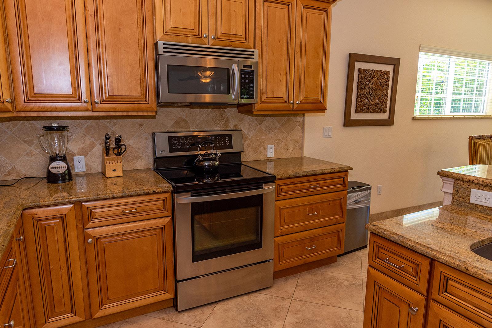 Stainless appliances and a blender for frozen drinks