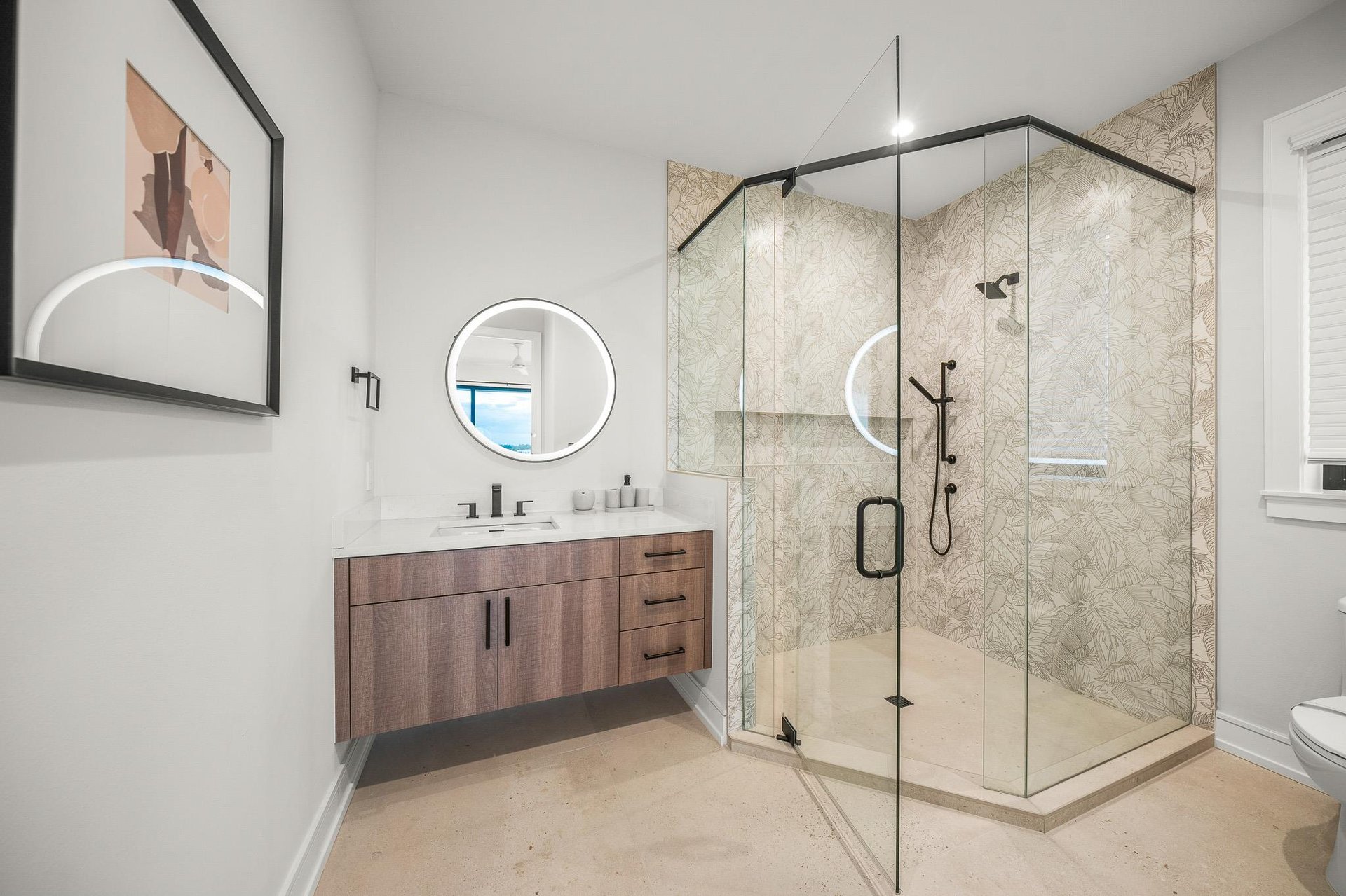 Clean Bathroom with Rain Shower
