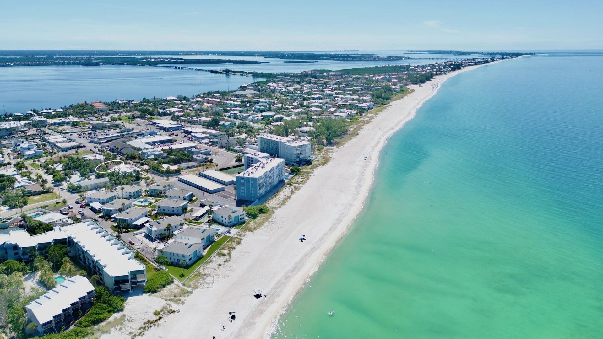 Home near white sandy shores