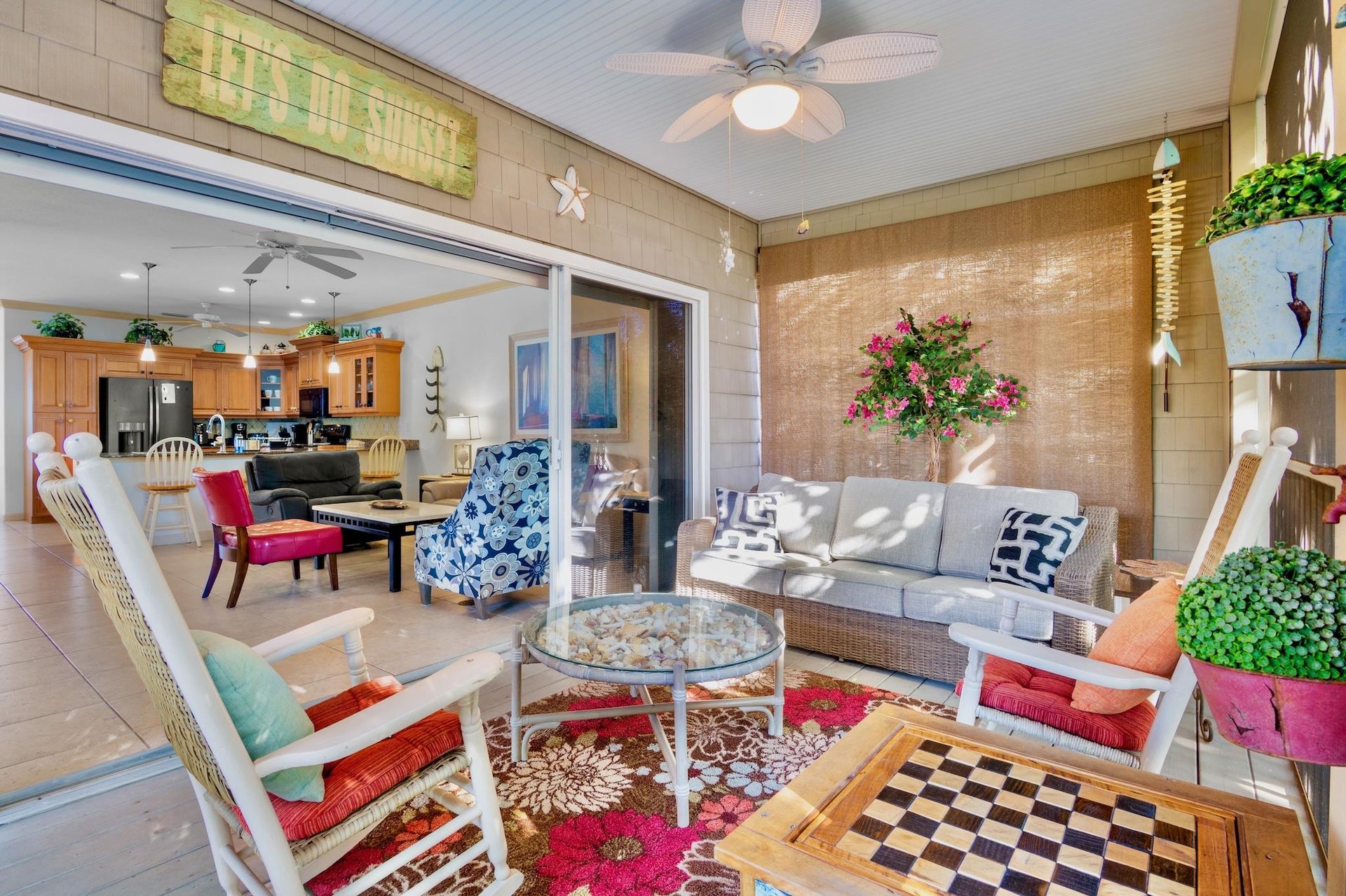 Vibrant balcony seating