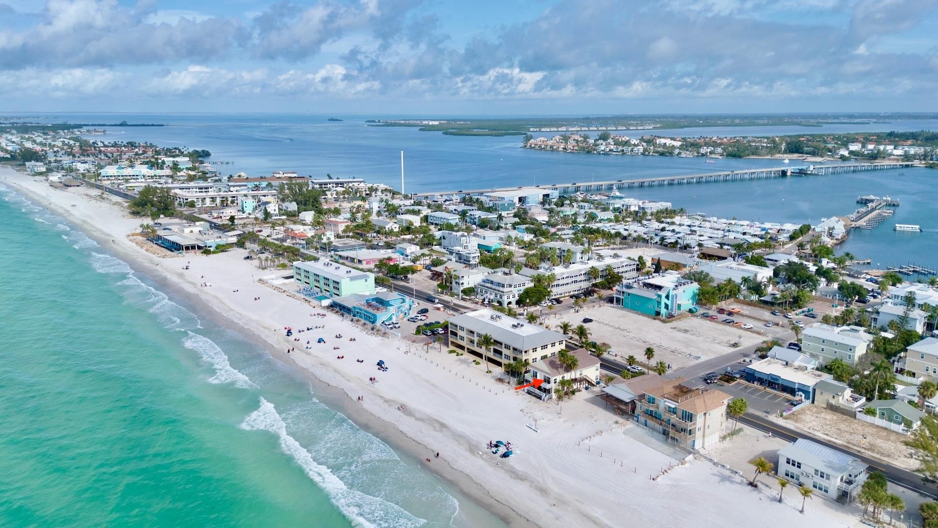 Aerial view of beachfront property