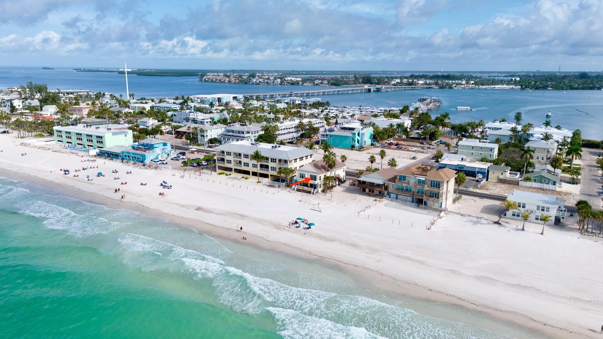 Aerial view of beachfront property