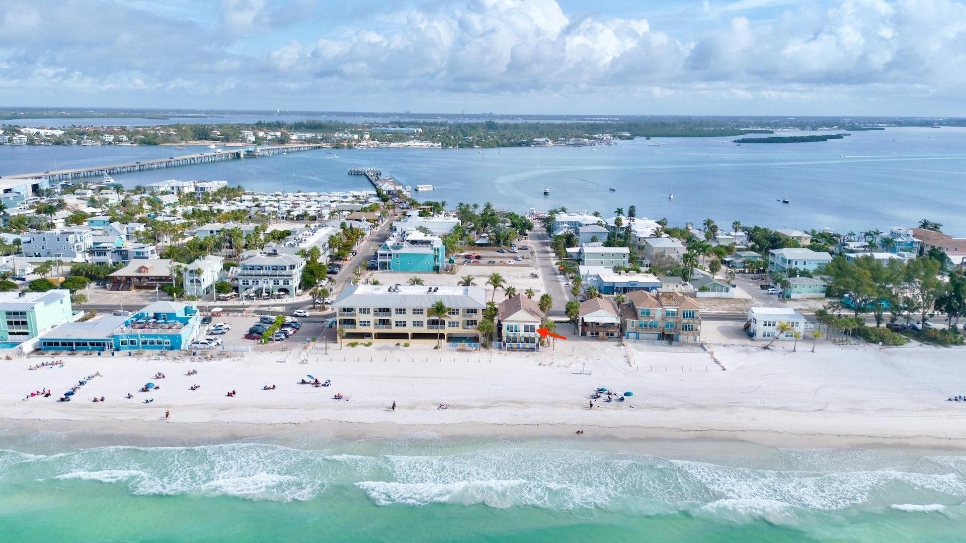 Aerial view of beachfront property