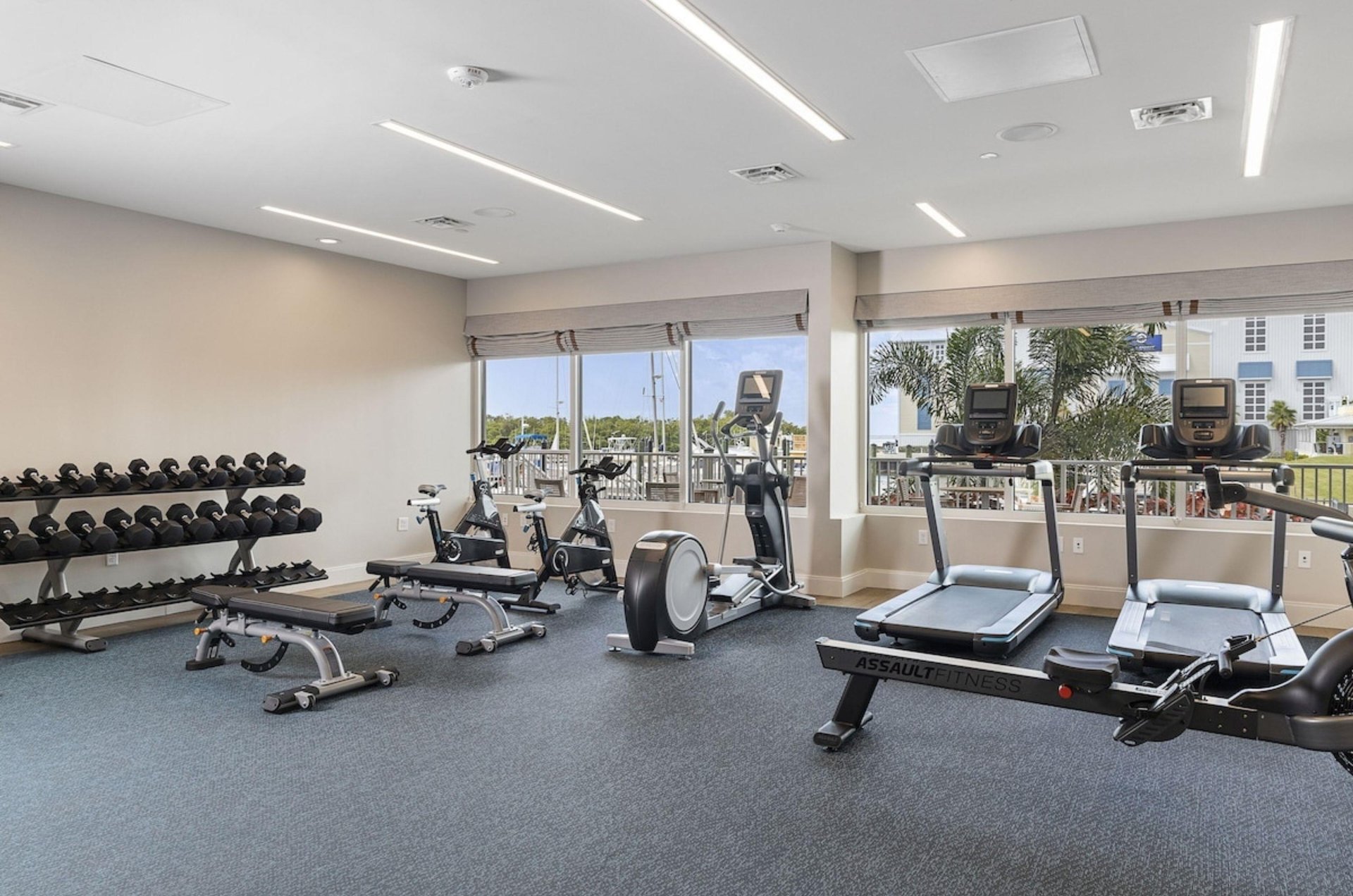 The gym at the Compass Hotel in Bradenton, Florida