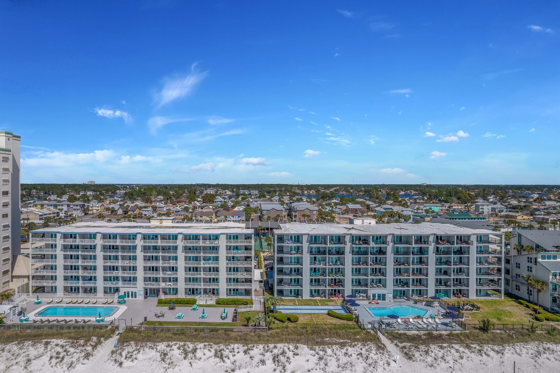 Mariner West is a small, quiet complex located on Thomas Drive on the east end of Panama City Beach. This complex offers guests a heated swimming pool, tennispickleball courts, shuffleboard, and an o