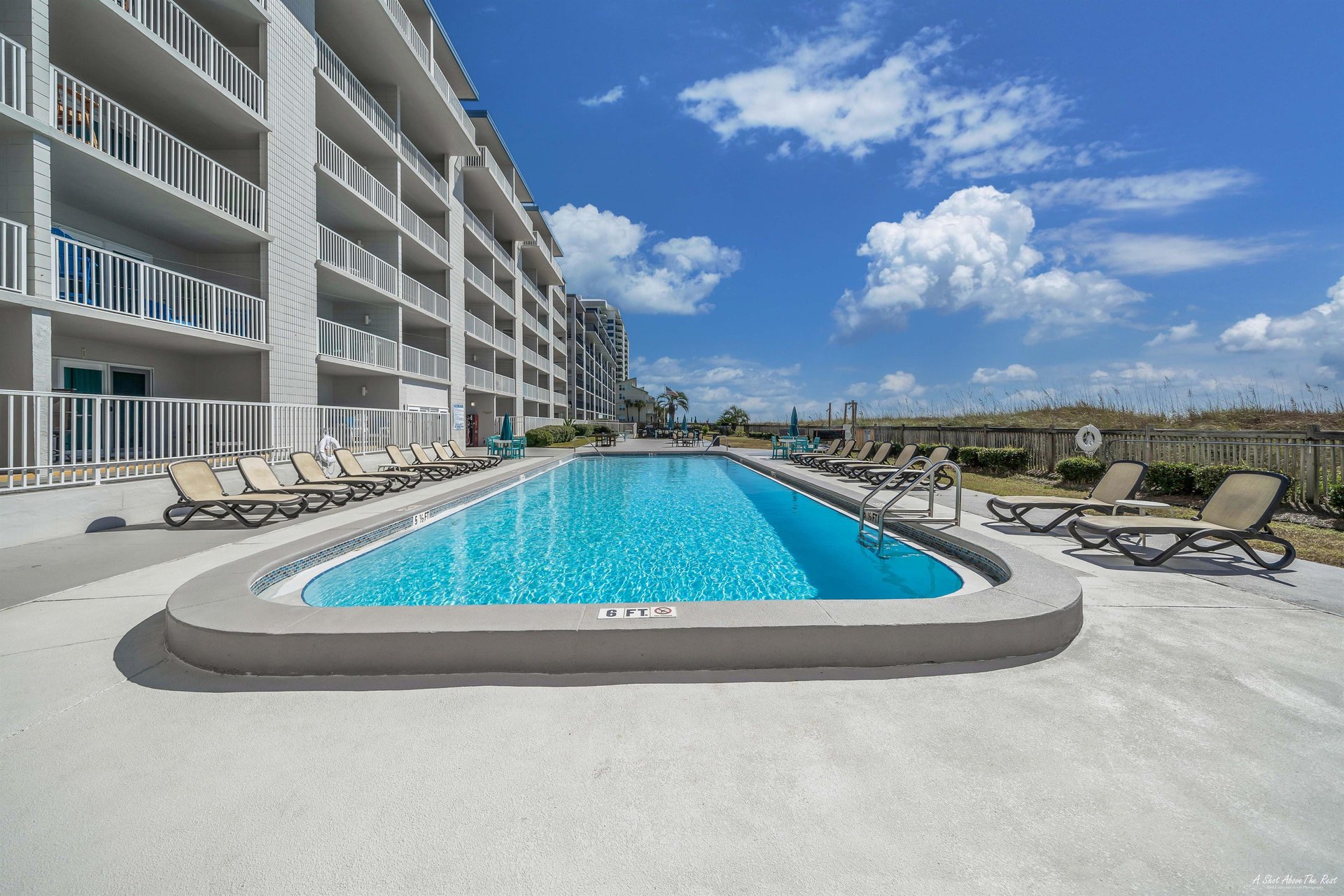 Take a break from the salt water and take a dip in the heated swimming pool.