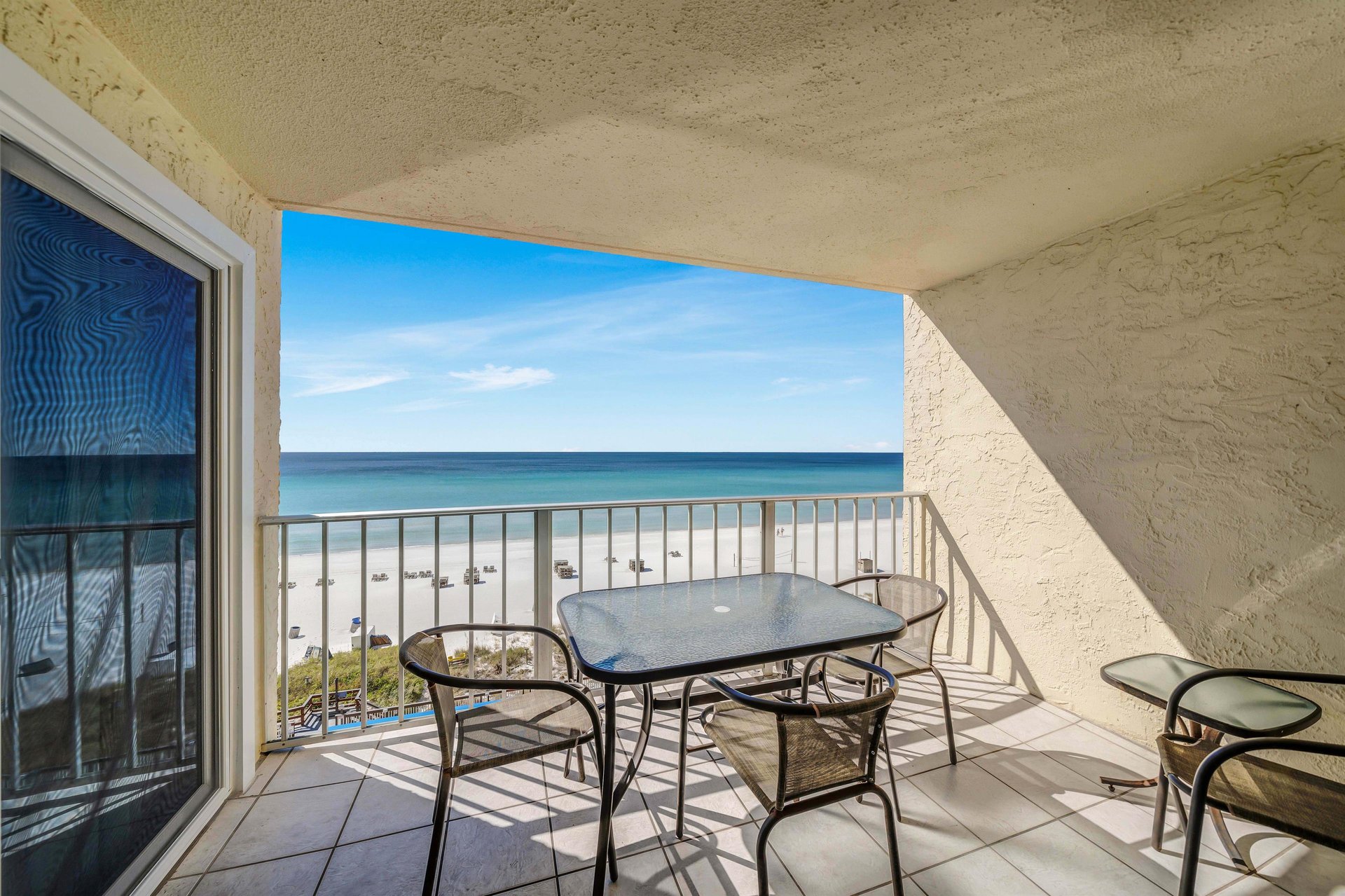 Step onto your private covered balcony overlooking the beach and enjoy a cup of coffee or a cocktail.