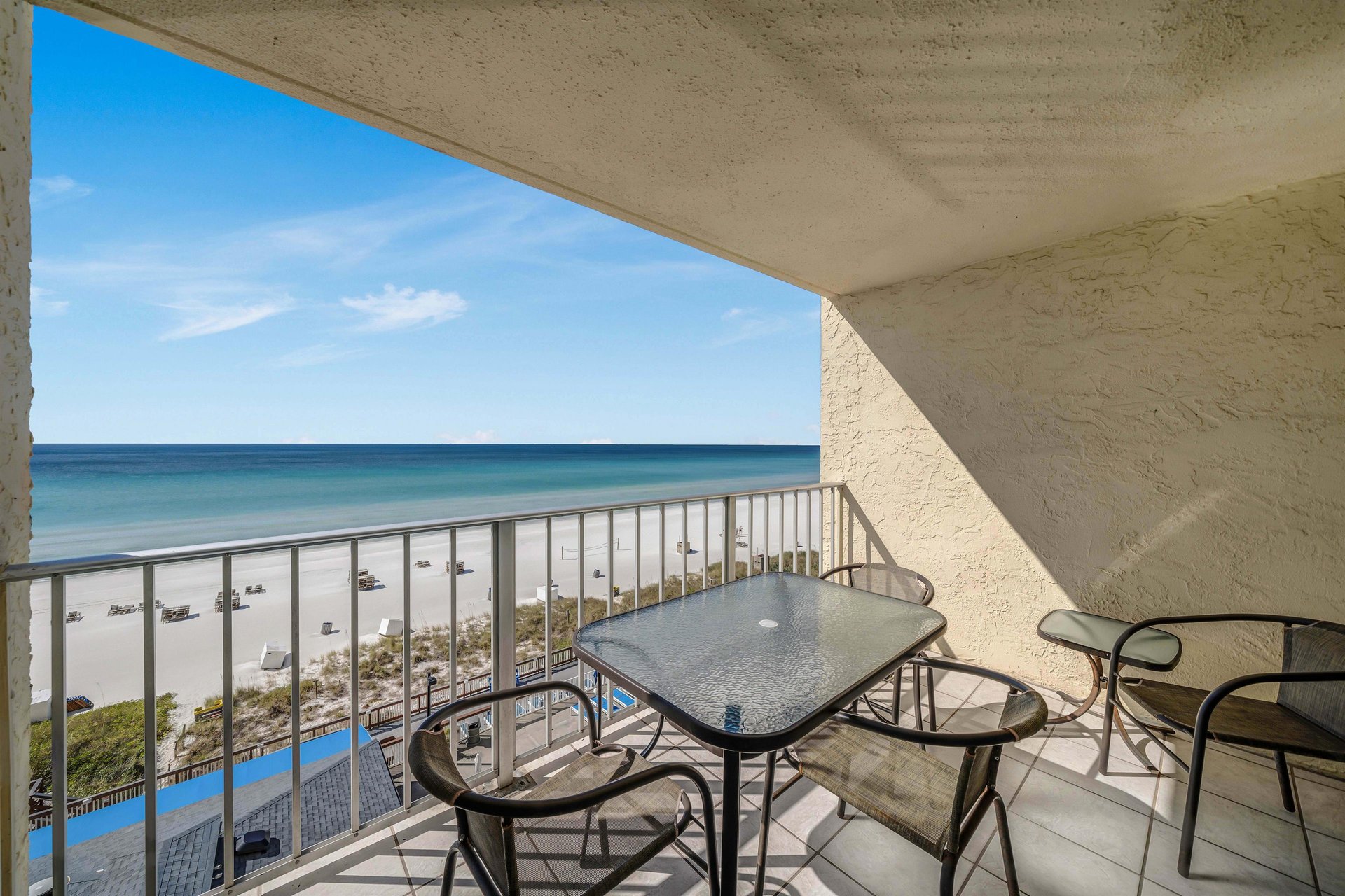 Step onto your private covered balcony overlooking the beach and enjoy a cup of coffee or a cocktail.