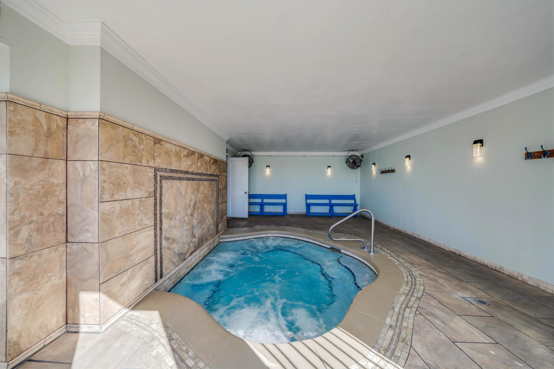 Relax in the indoor hot tub.
