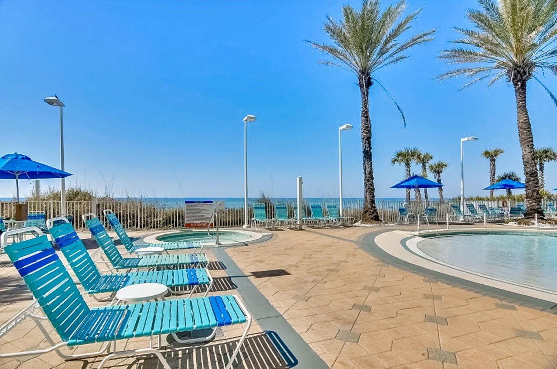 Relax on the beachside pool deck