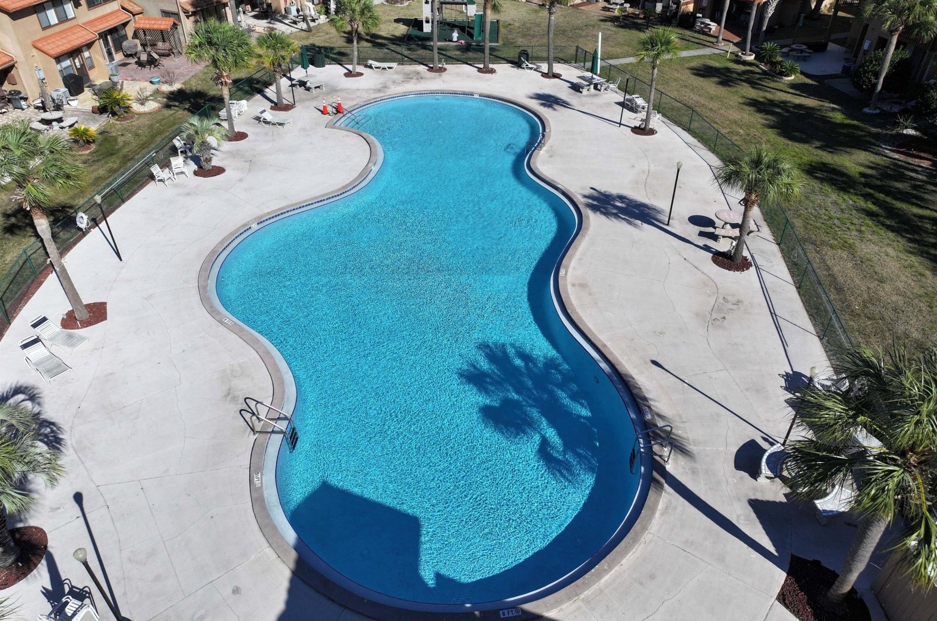 A spacious community swimming pool
