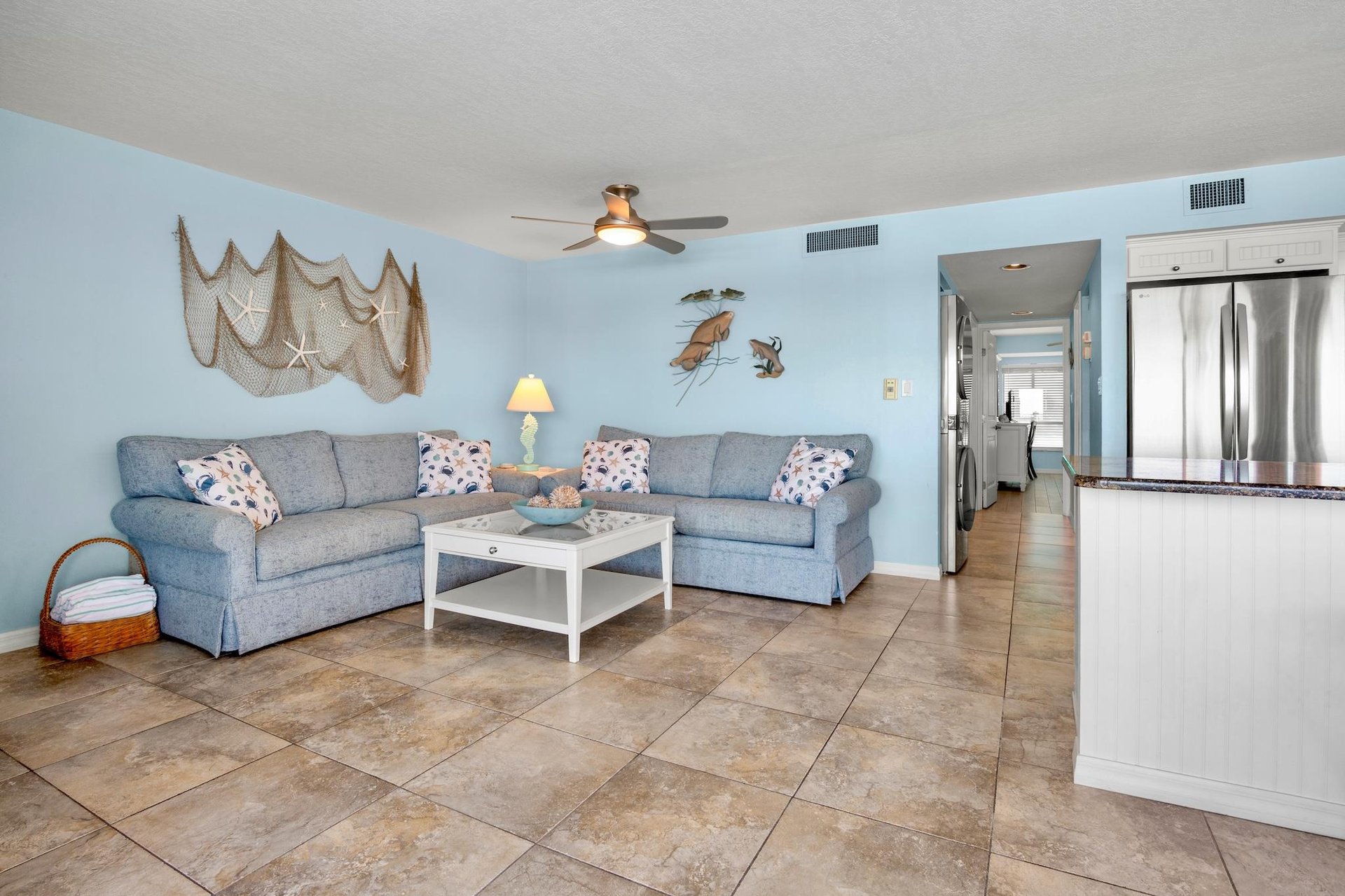 Plush sectional, living area