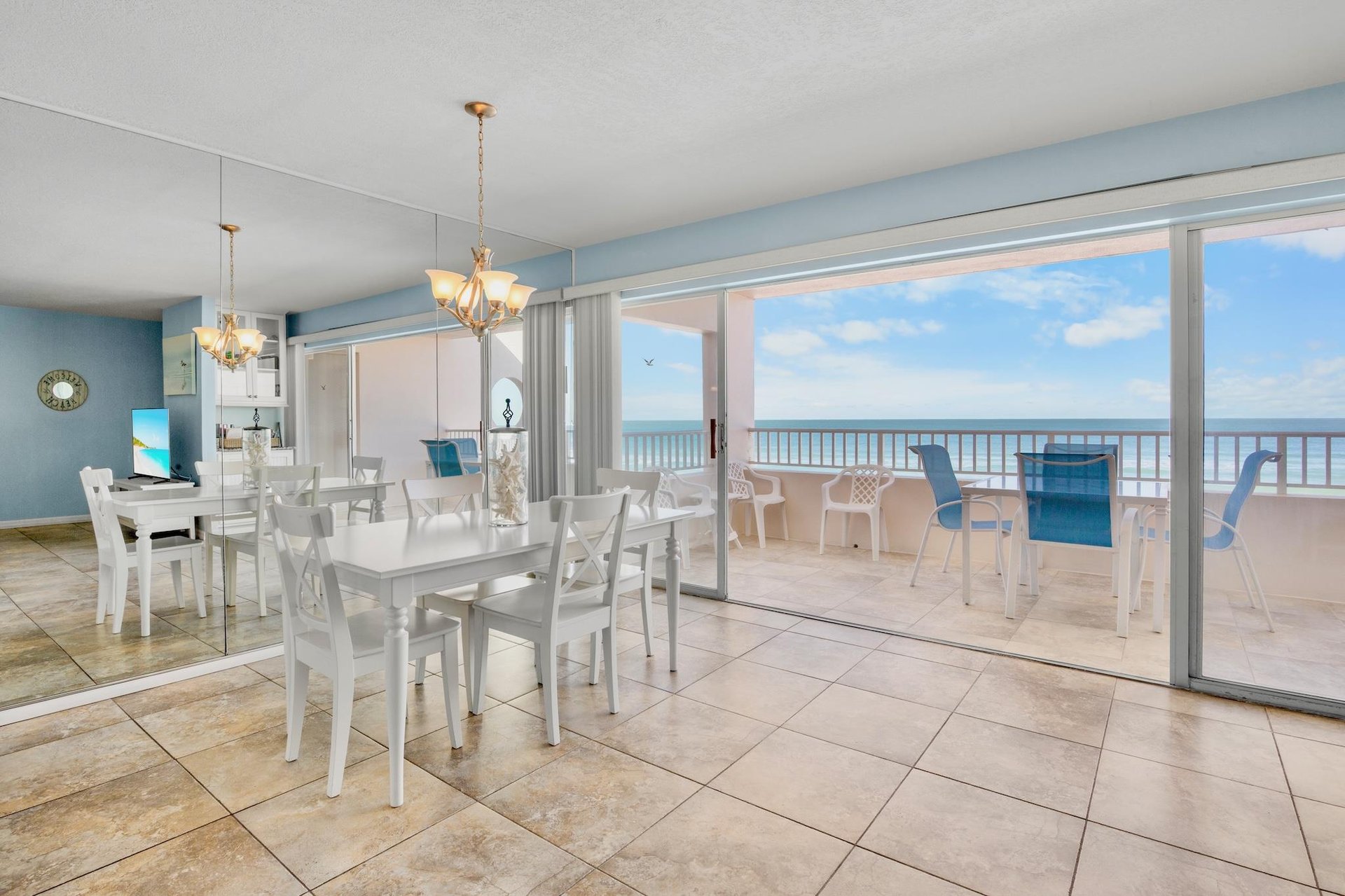 Dining table with ocean views