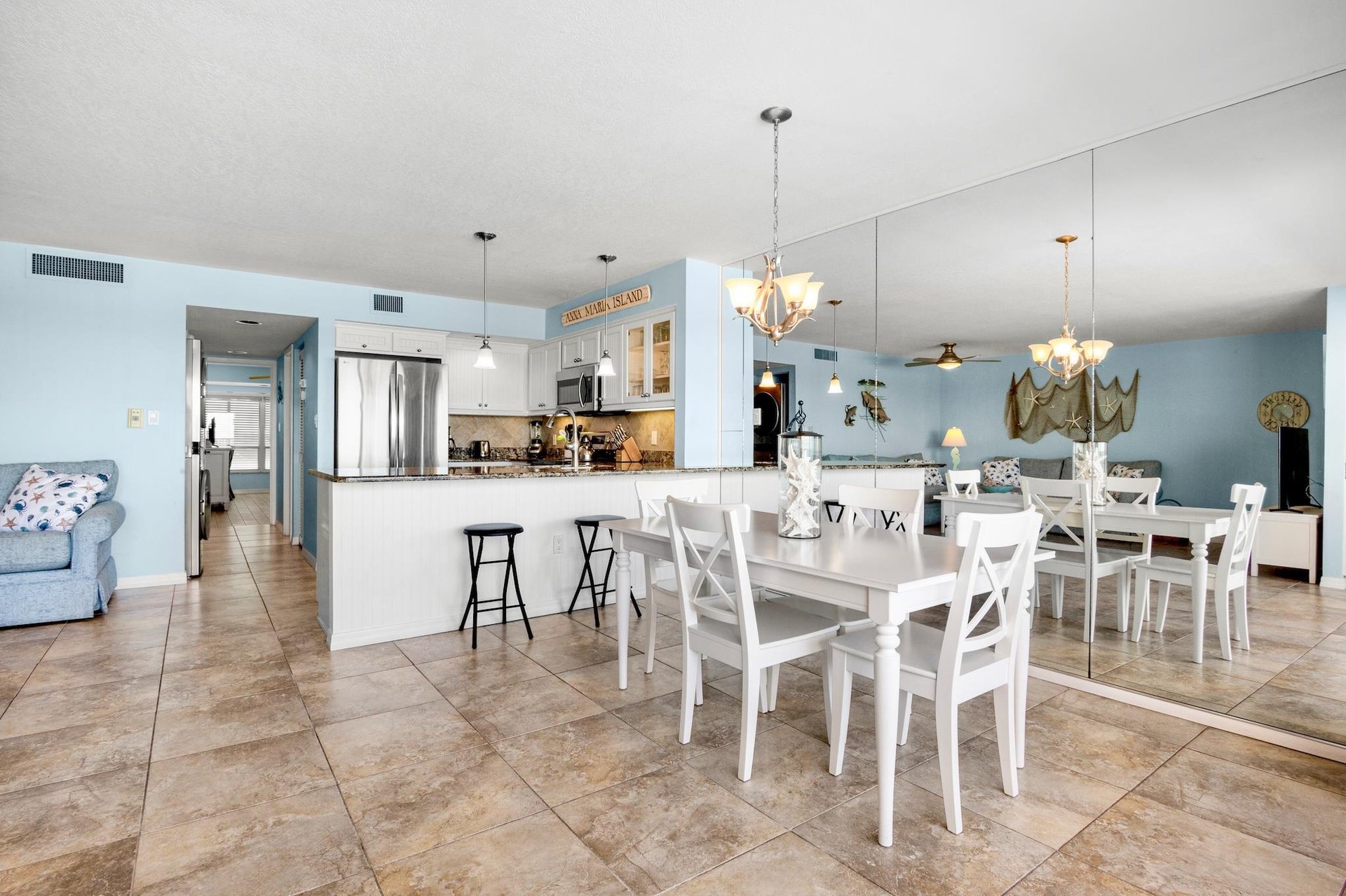 Bright and airy kitchen and dining area