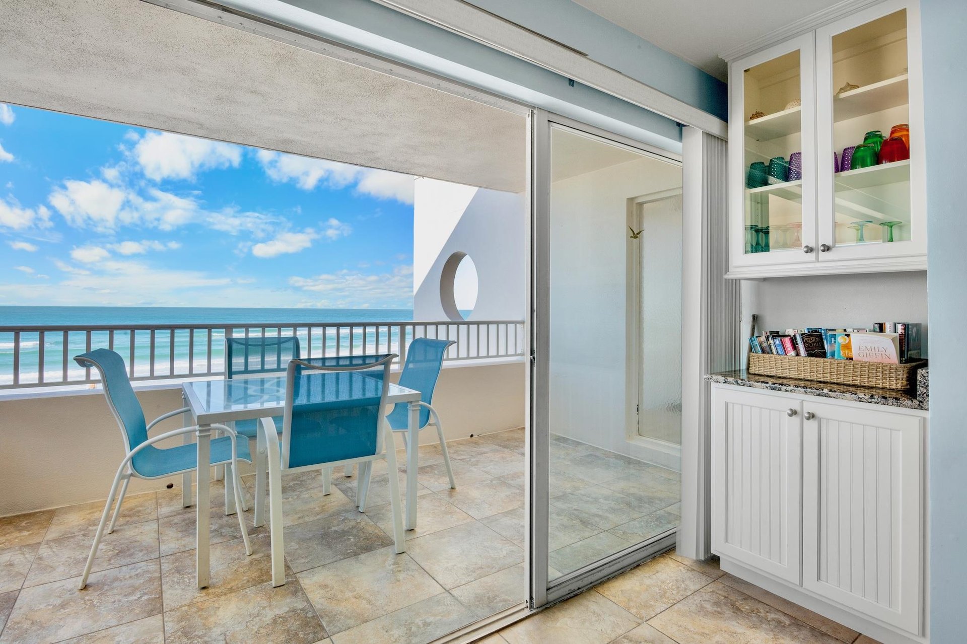 Private balcony with dining and seating