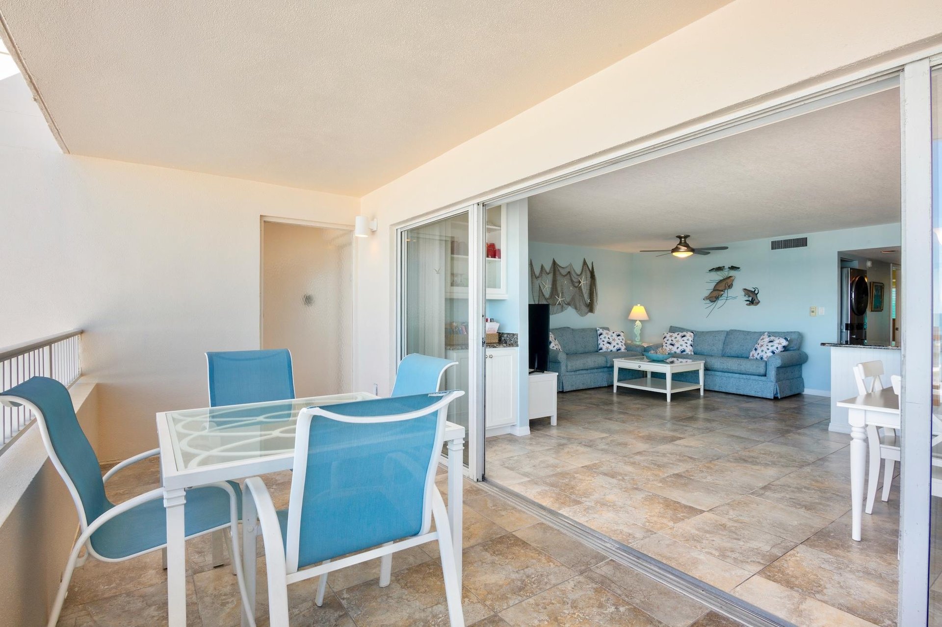 Sliding doors from balcony to living space