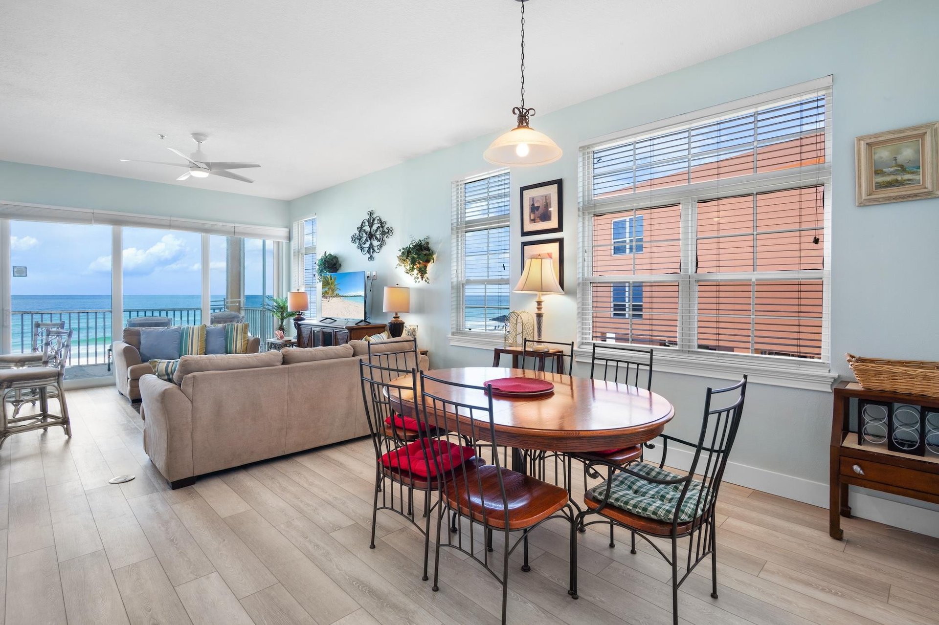 Indoor dining table with seating for six
