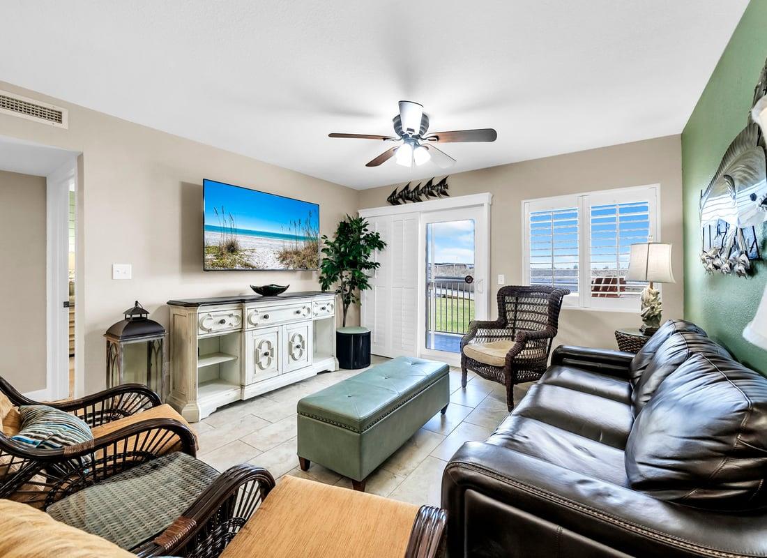 Living Area with Walkout Access to Beach Boardwalk