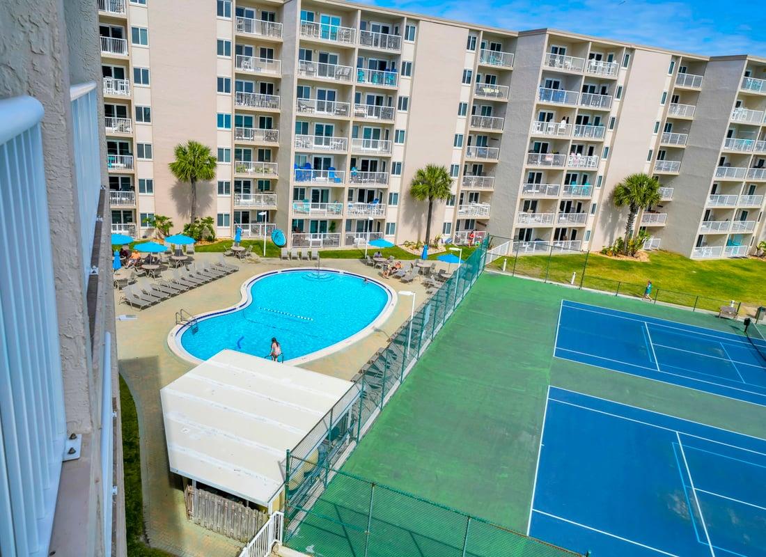 Balcony View of TennisPickleball Courts and Pool