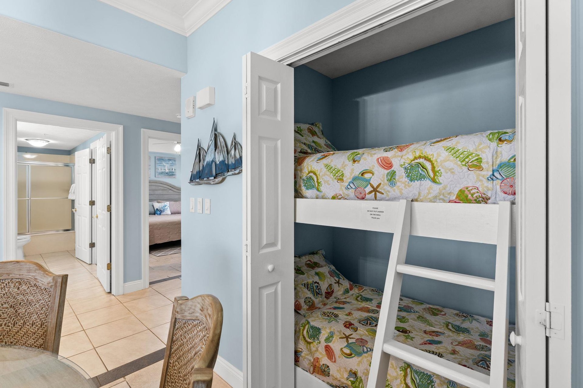 There is a bunk nook just off the dining area, perfect for traveling with children.