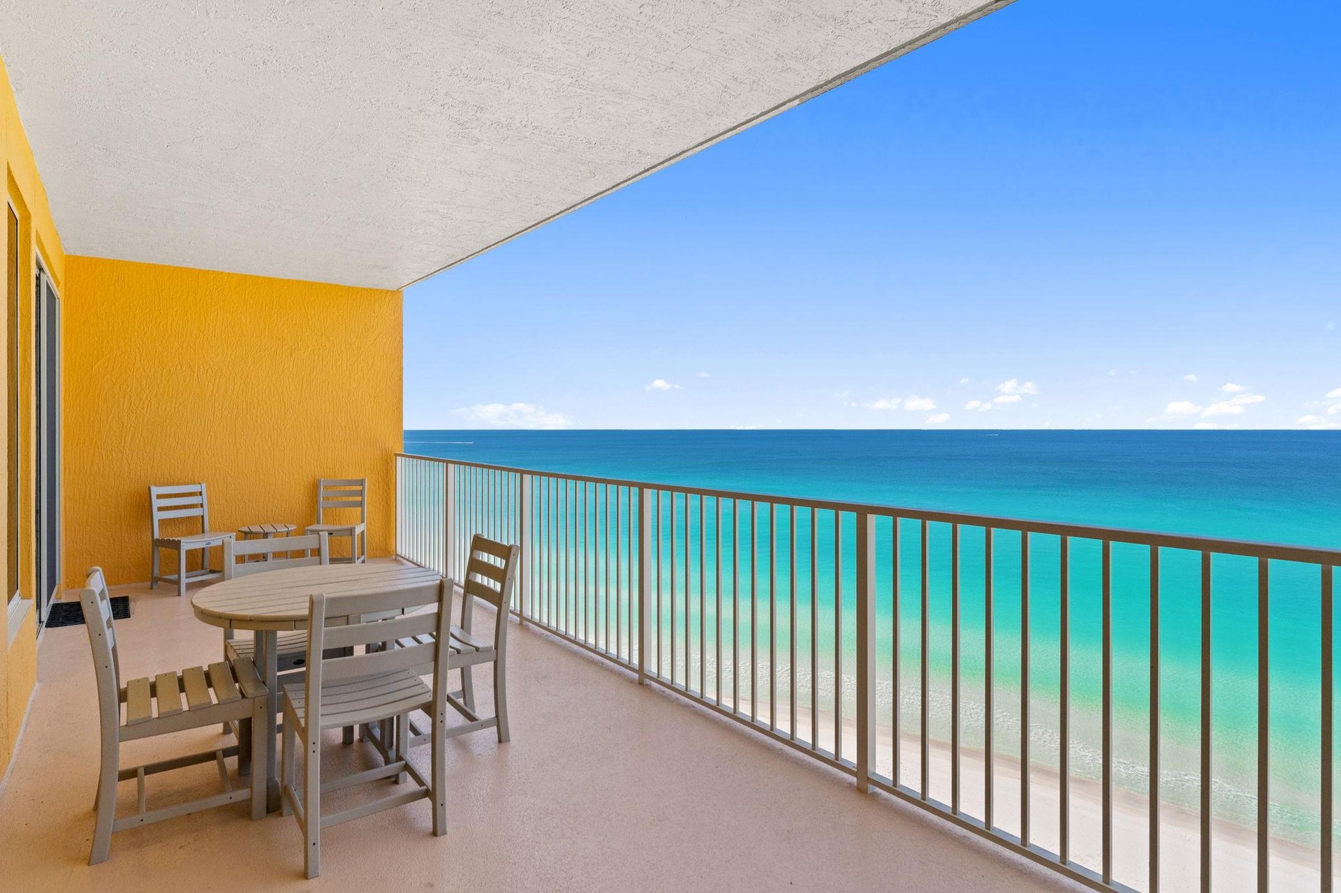 Step onto your spacious, private covered balcony and enjoy a cup of coffee or a cocktail overlooking the beach.