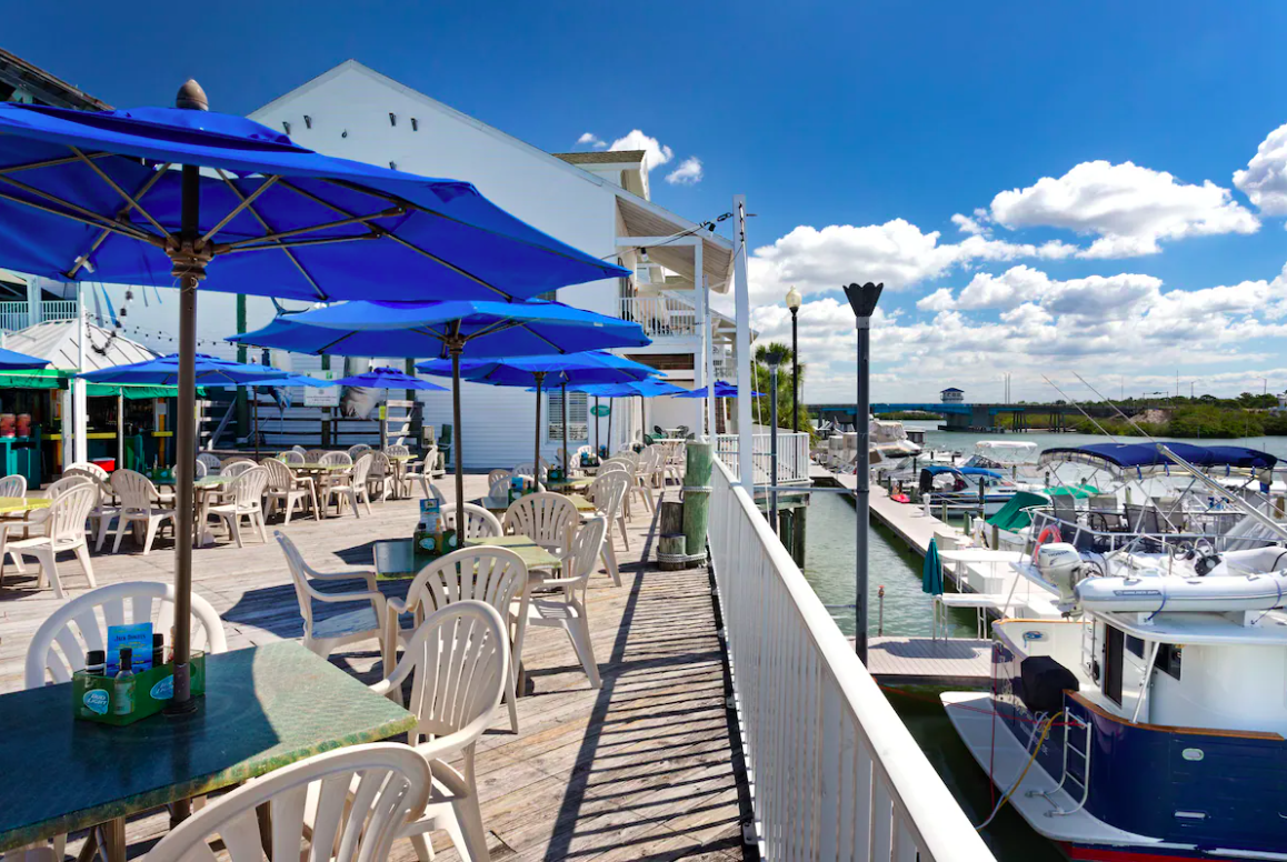 Patio at Holiday Inn Hotel  Suites Harbourside in Clearwater Beach, Florida