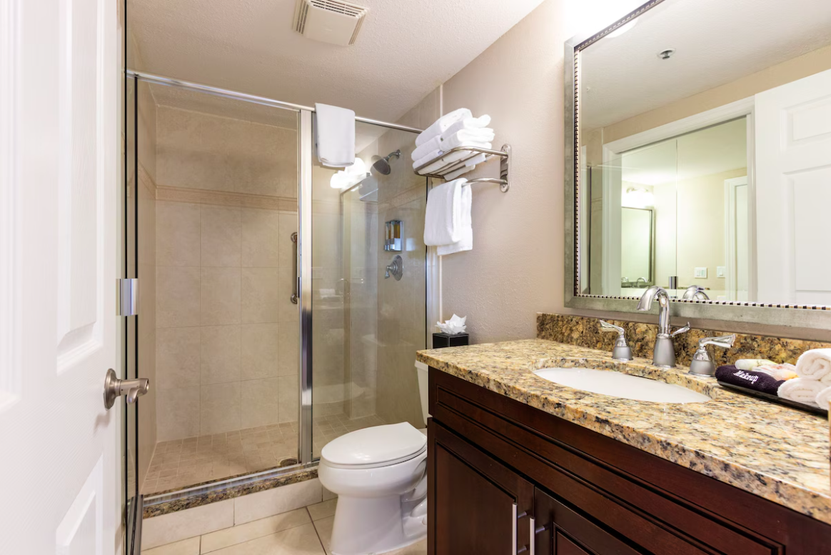 Bathroom at Shephards Beach Resort in Clearwater Beach, Florida