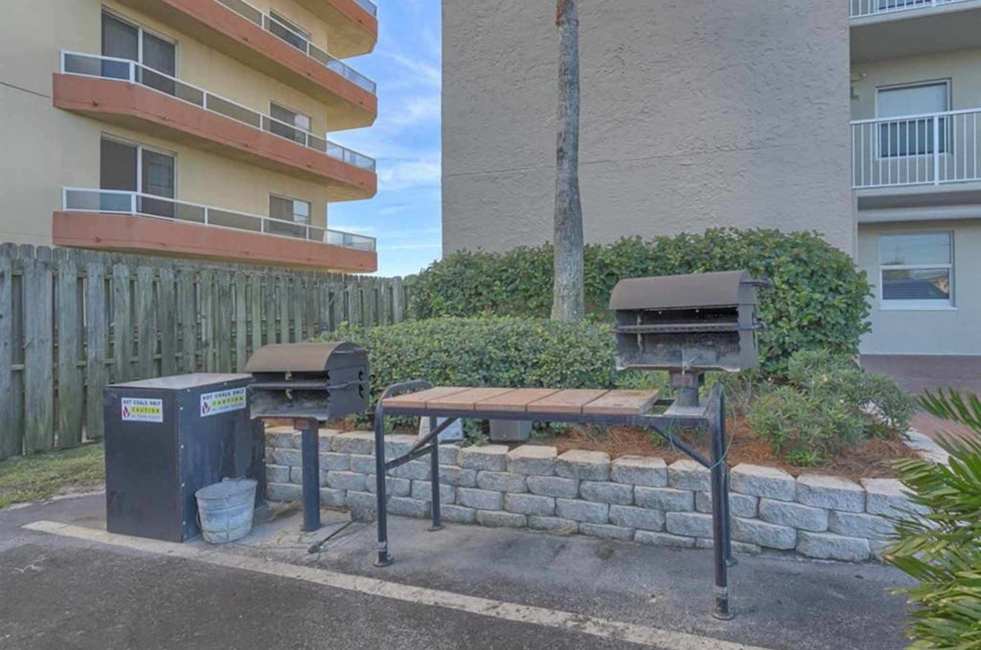 Barbcue grills next to Sunswept Condos in Orange Beach Alabama