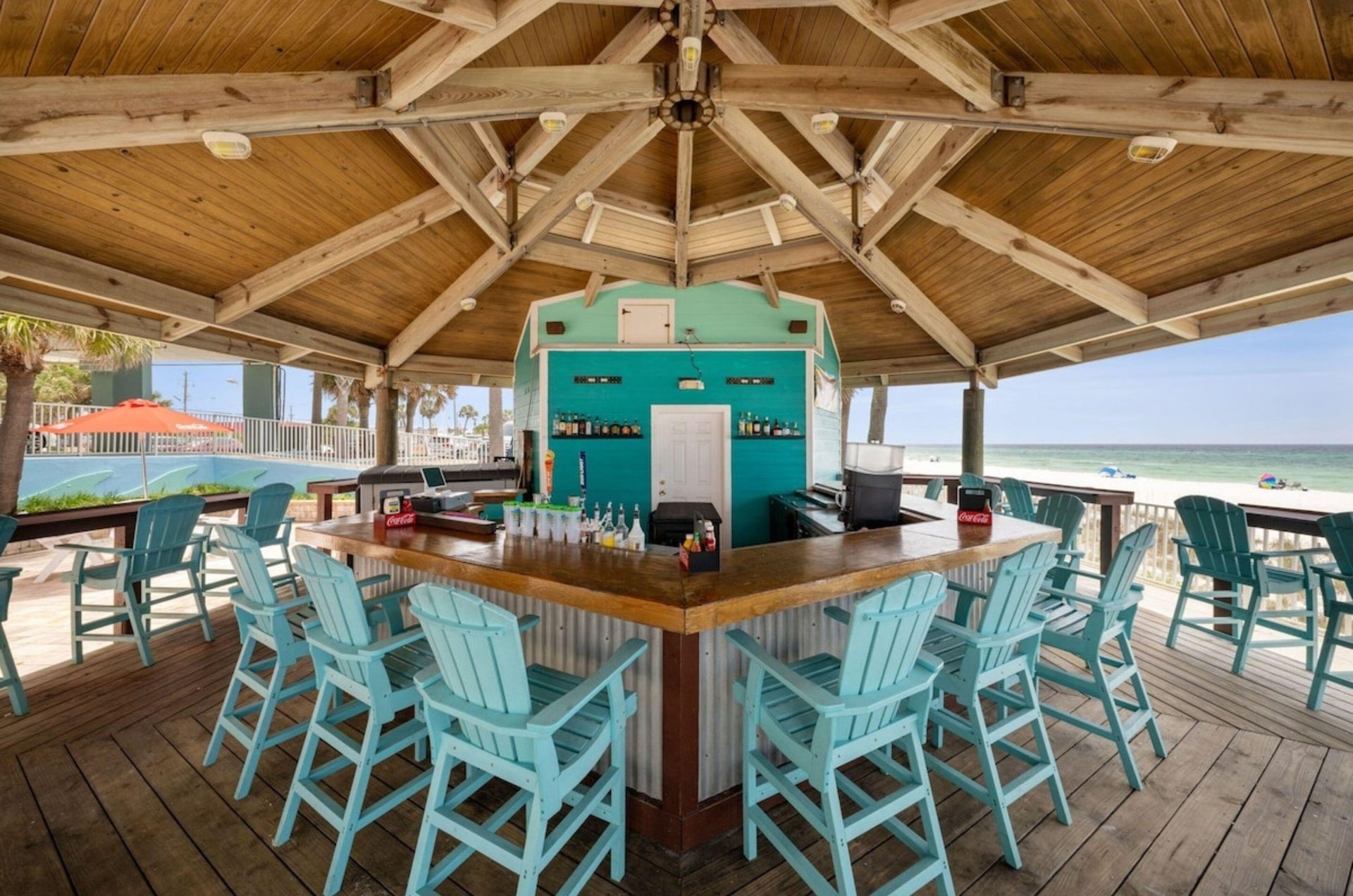 The poolside bar at Beachcomber Beachfront Hotel in Panama City Beach, Florida