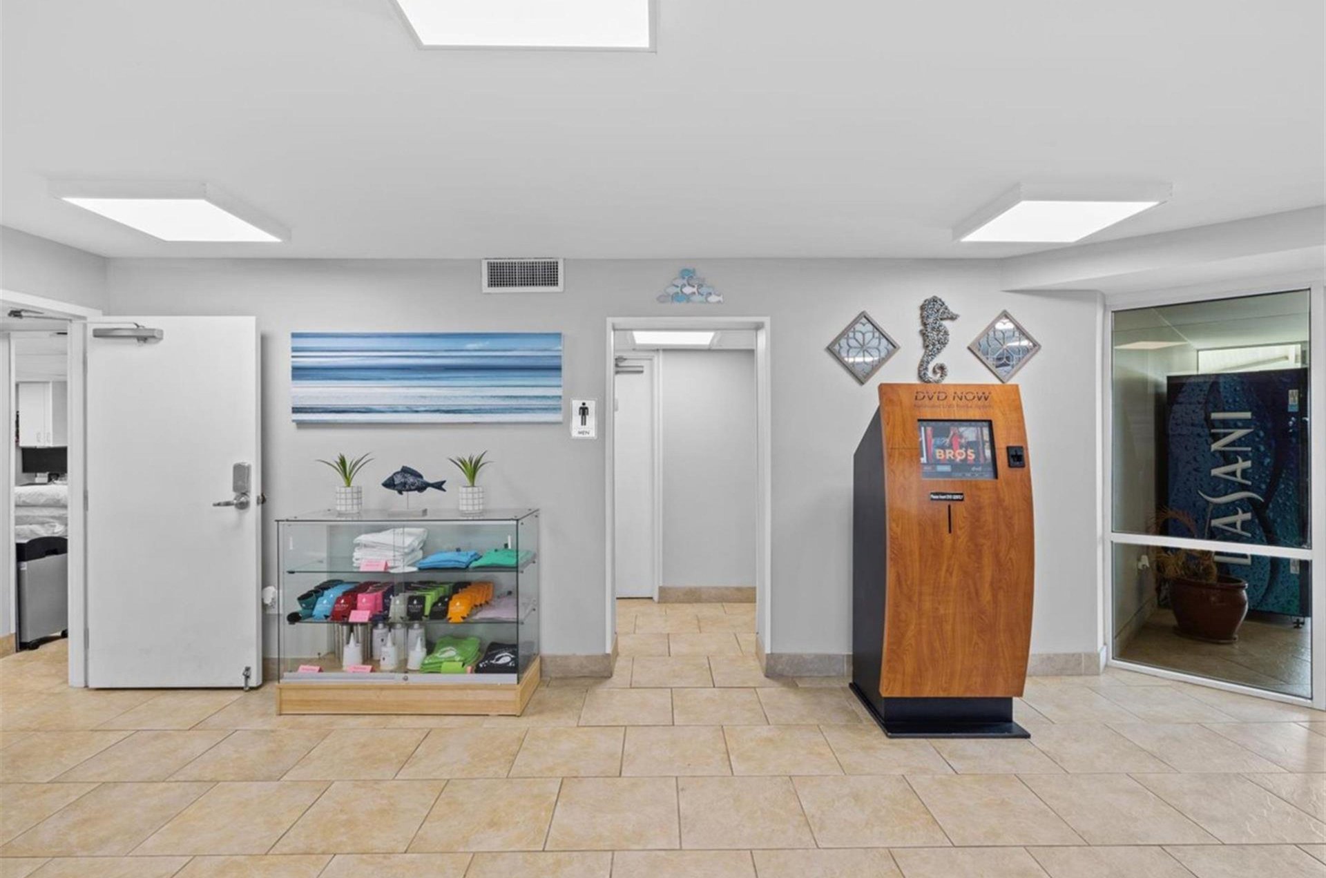 The community offers branded souvenirs and DVD rentals.