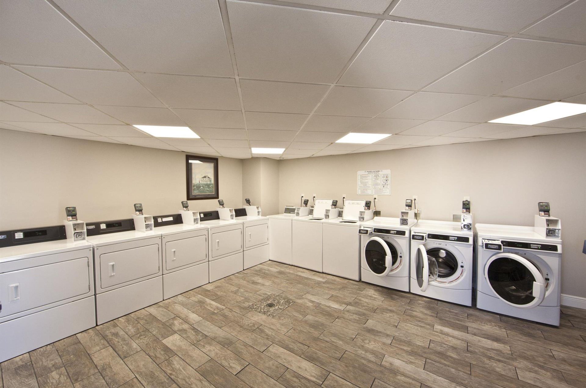 The laundry room provides a way for guests to conveniently keep beach towels and other laundry clean.