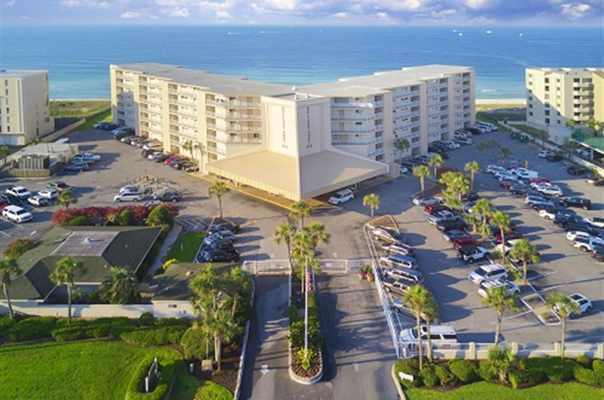 The complex with the Gulf in the background.