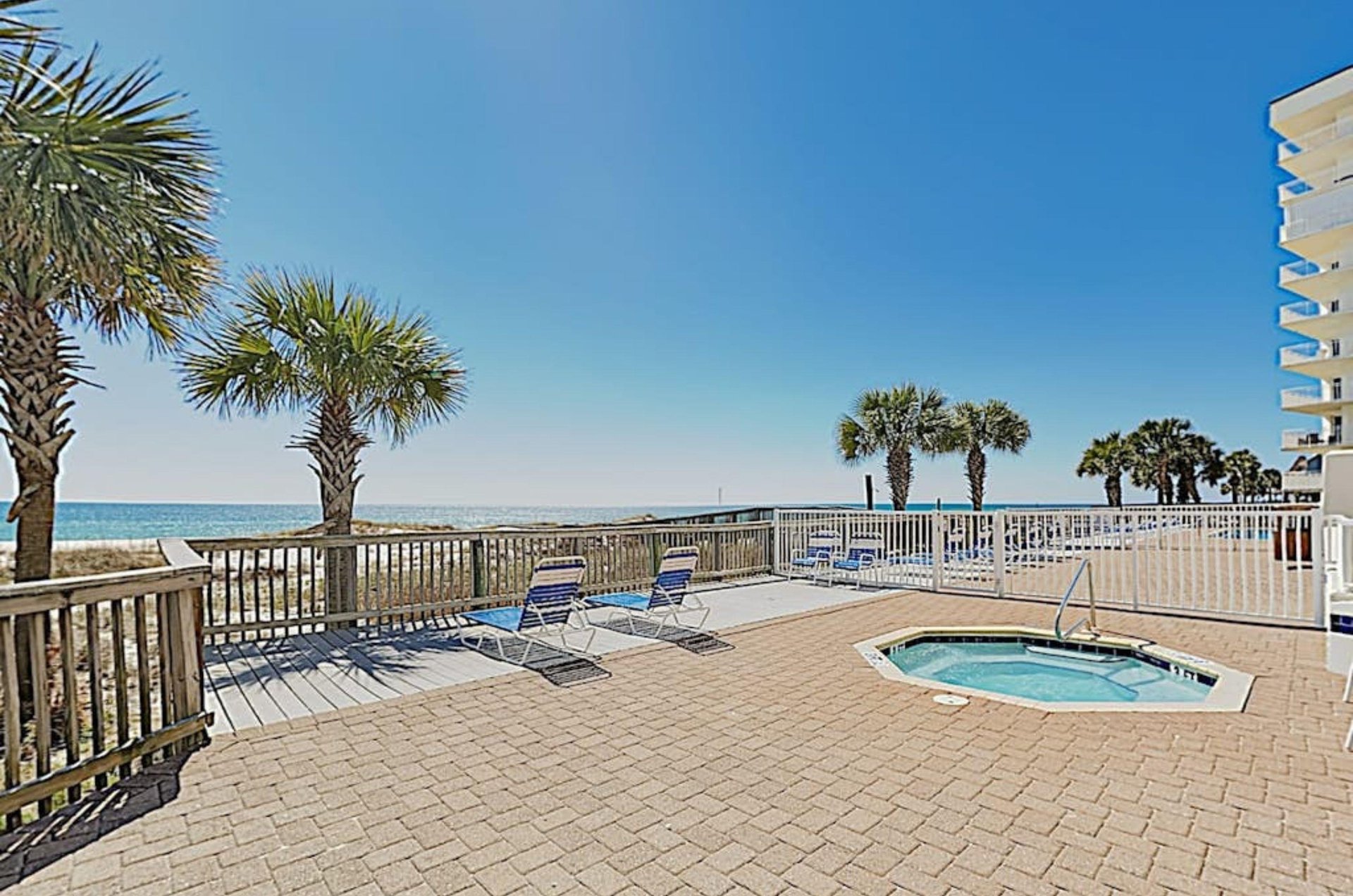 The outdoor hot tub at SeaSpray Condominiums in Perdido Key Florida
