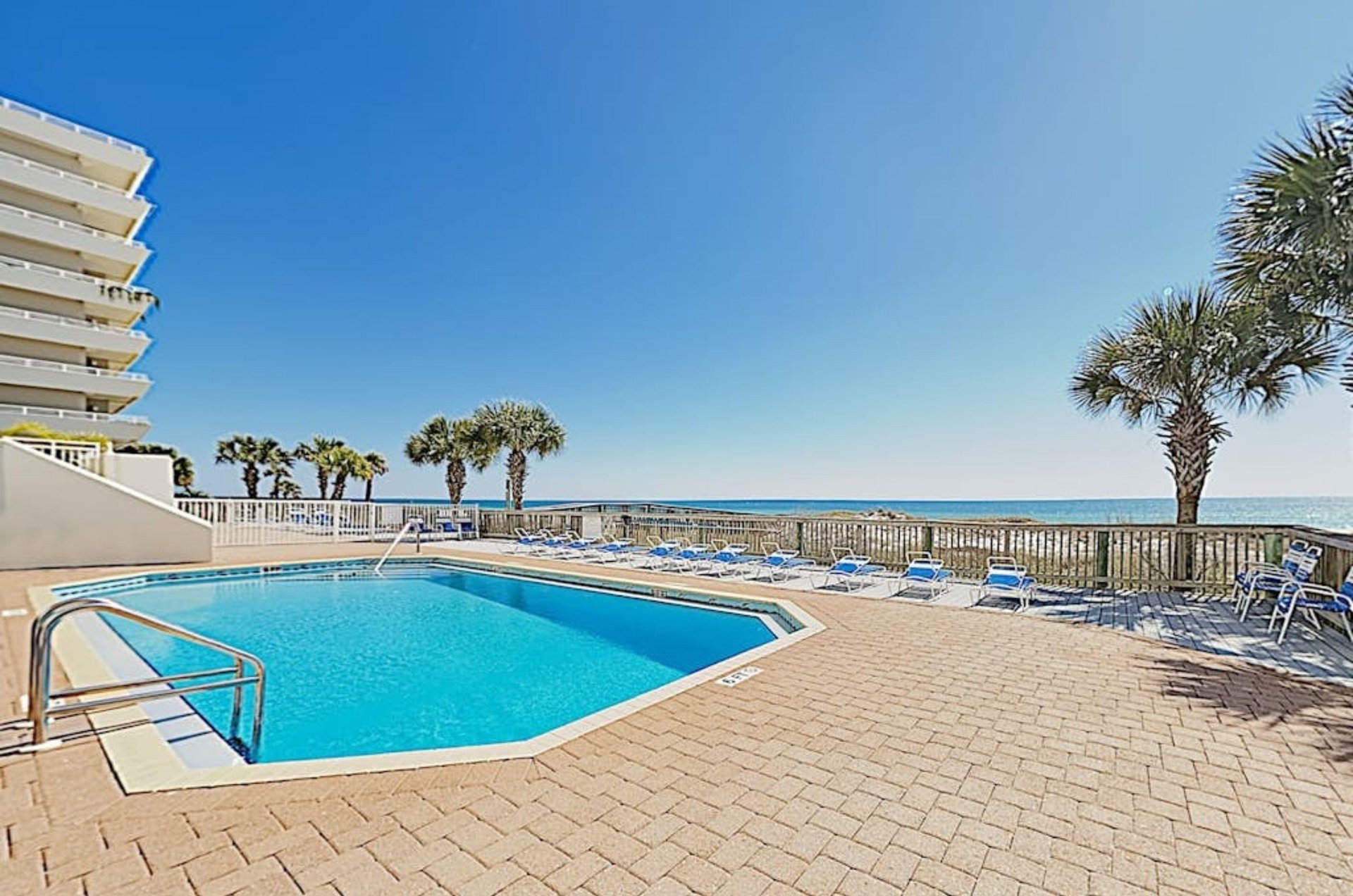 The spacious outdoor pool at SeaSpray East in Perdido Key Florida