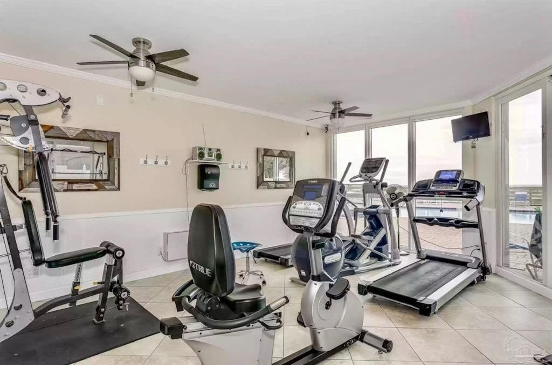 The cardio equipment in the fitness center at SeaSpray Condos in Perdido Key Florida