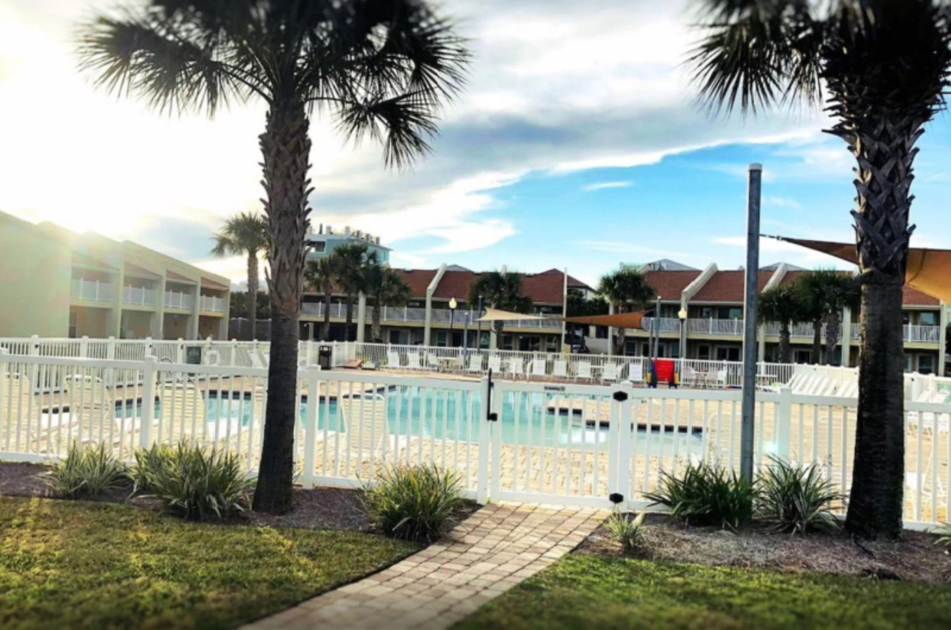 The pool is fenced and gated
