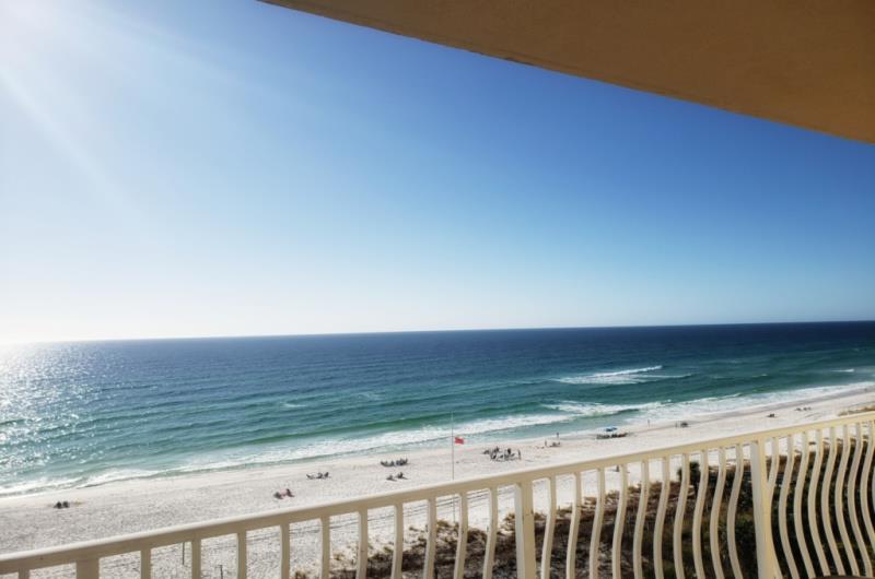 Beachfront balcony view at Coral Reef Condos in Panama City Beach FL