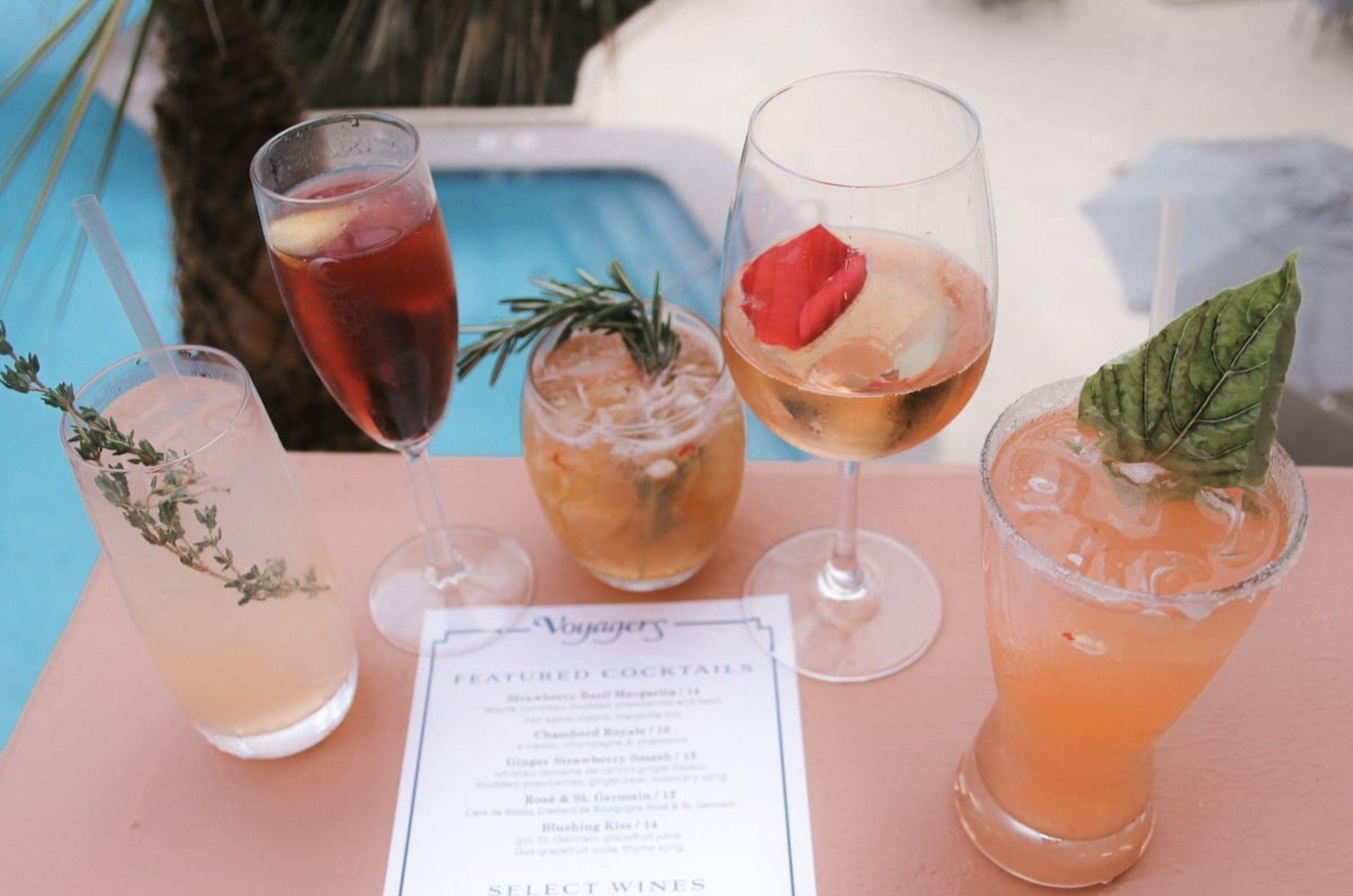Drinks and a menu from the poolside bar at Perdido Beach Resort in Orange Beach Alabama