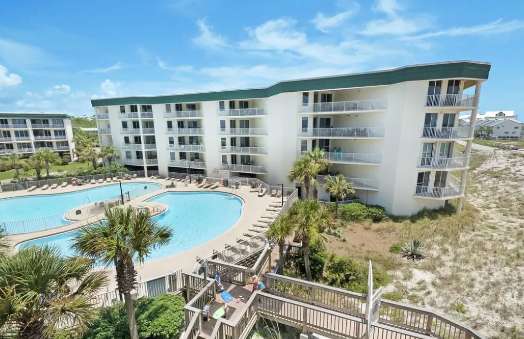 Aerial View of Pool and Courtyard of Dunes of Seagrove at Seagrove Beach Highway 30A