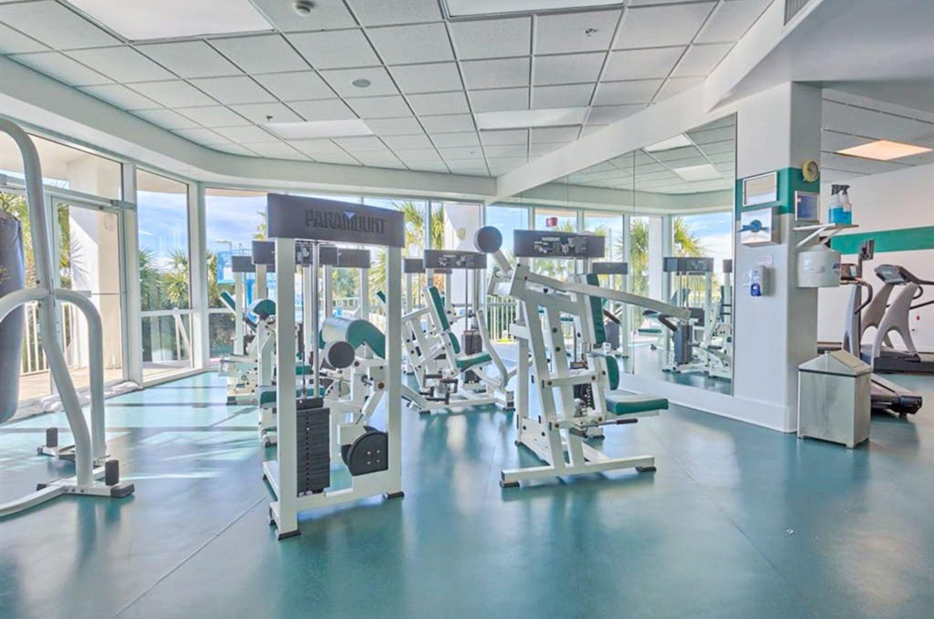 Strength and cardio equpiment in the gym at Caribe Resort in Orange Beach Alabama
