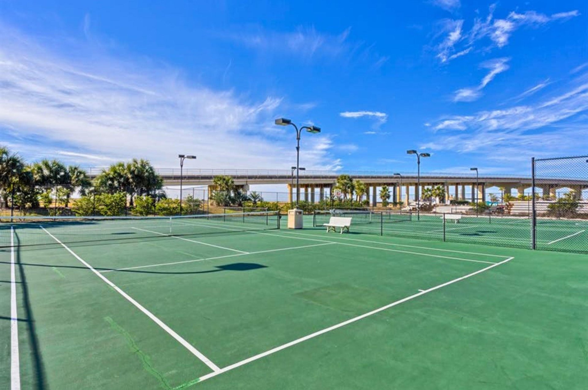 The outdoor tennis courts at Caribe Resort in Orange Beach Alabama