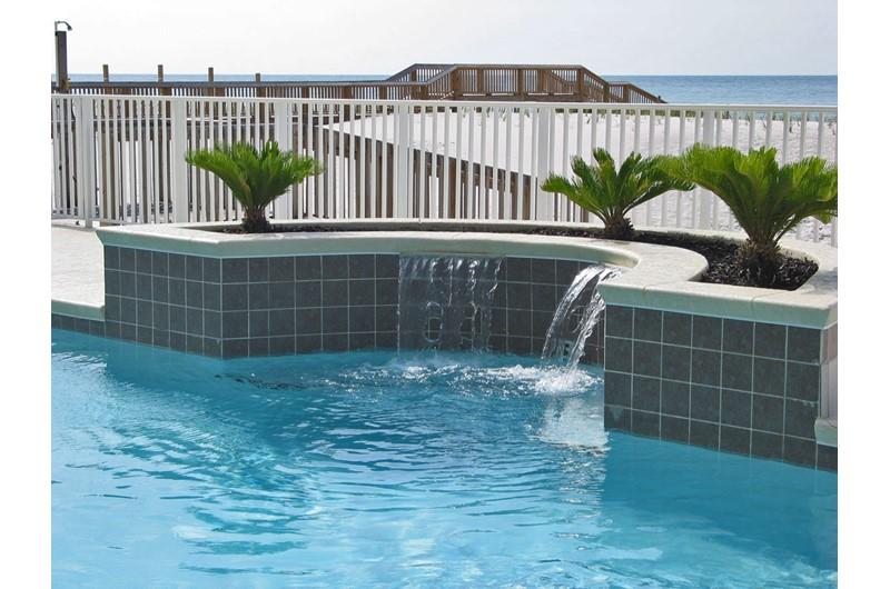 Gulffront pool with waterfall at Legacy Gulf Shores