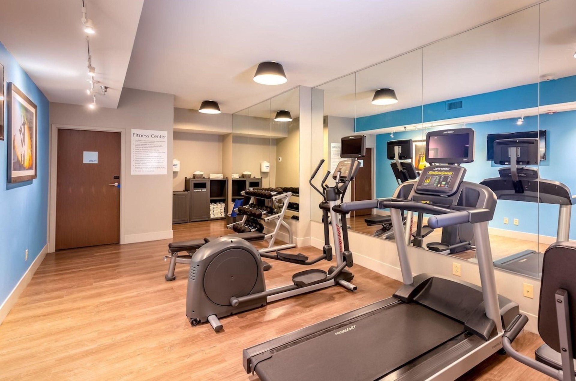 The gym with strength and cardio equipment at Holiday Inn Express in Orange Beach Alabama