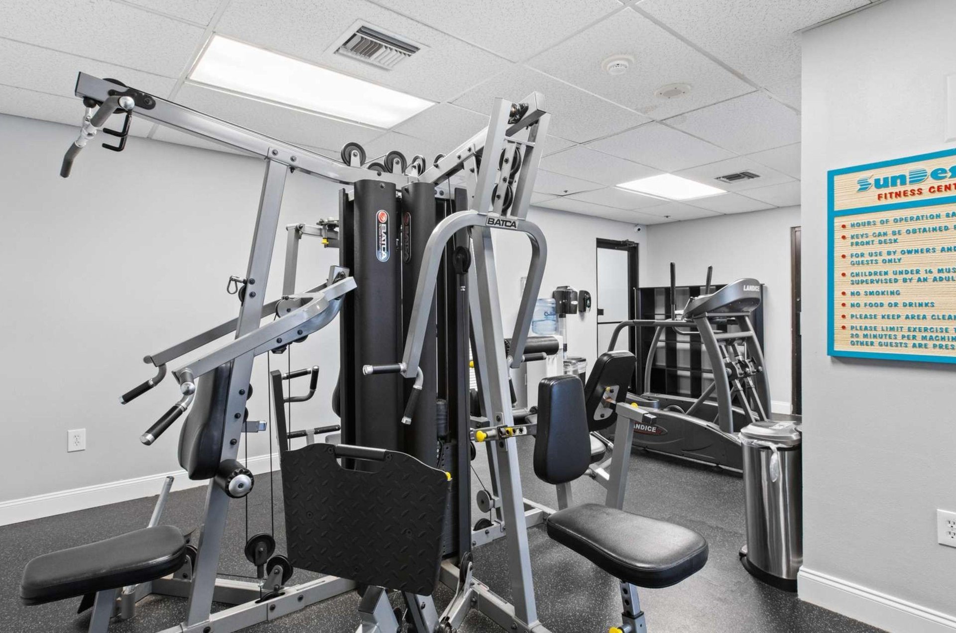 Strength equipment in onsite fitness center at SunDestin Beach Resort in Destin Florida