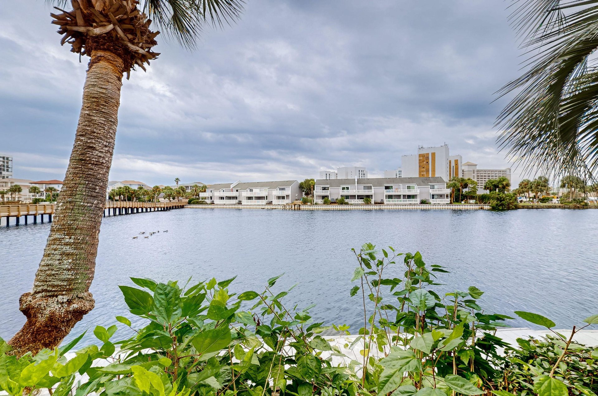 A bridge across a community lake