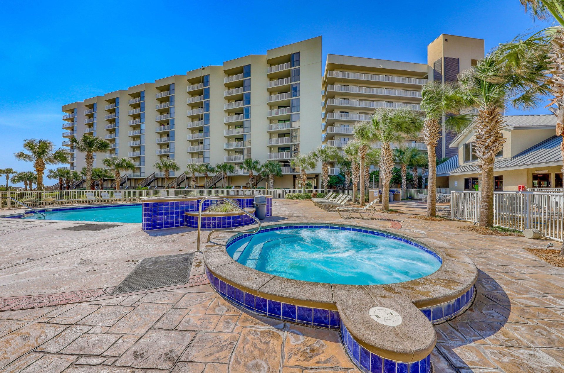 A property pool and hot tub