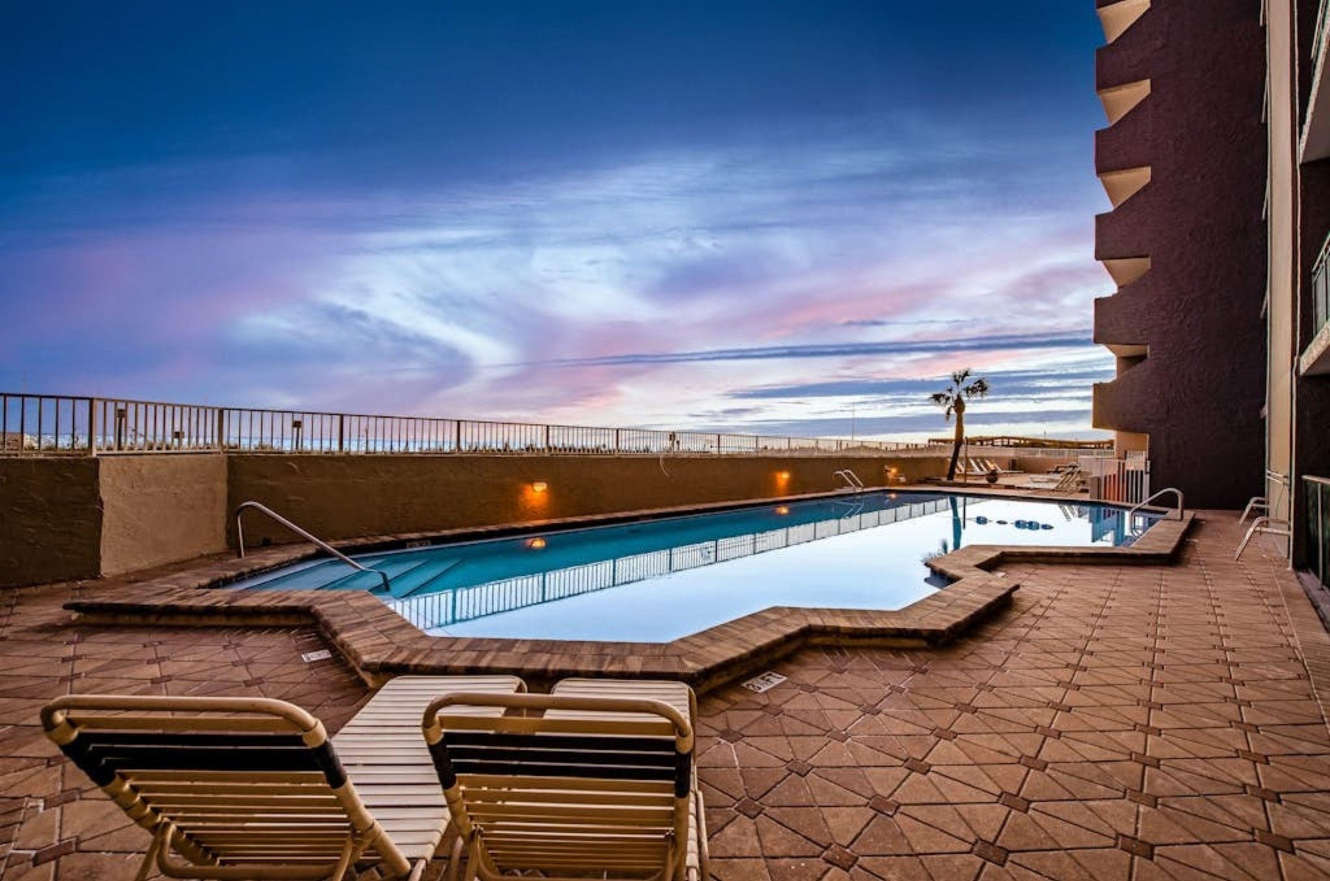 The outdoor pool at sunset at Island Echos in Fort Walton Beach Florida