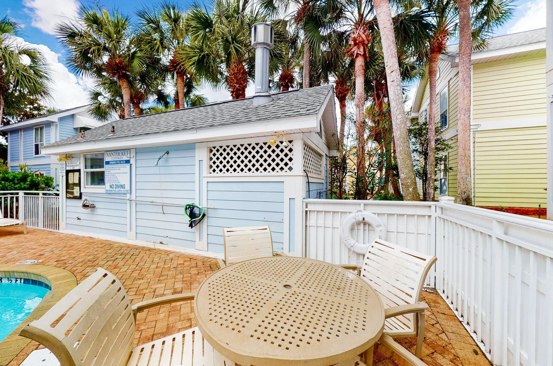 The cabama has an outdoor shower