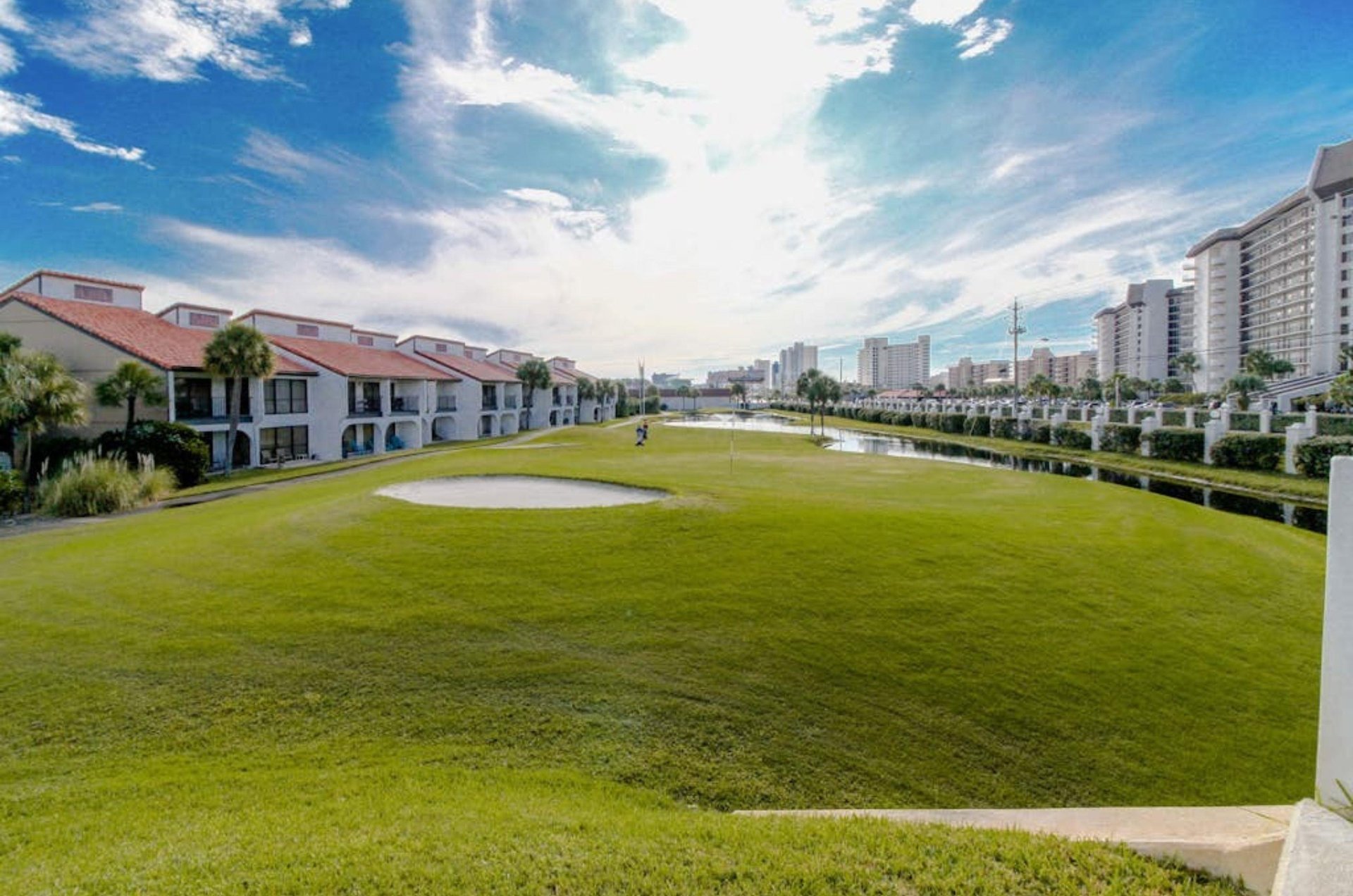 Townhomes on the edge of a golf course at Edgewater Beach and Golf Resort
